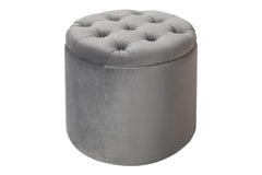 Hocker Barock Storage silber Samt mit Stauraum Glamour