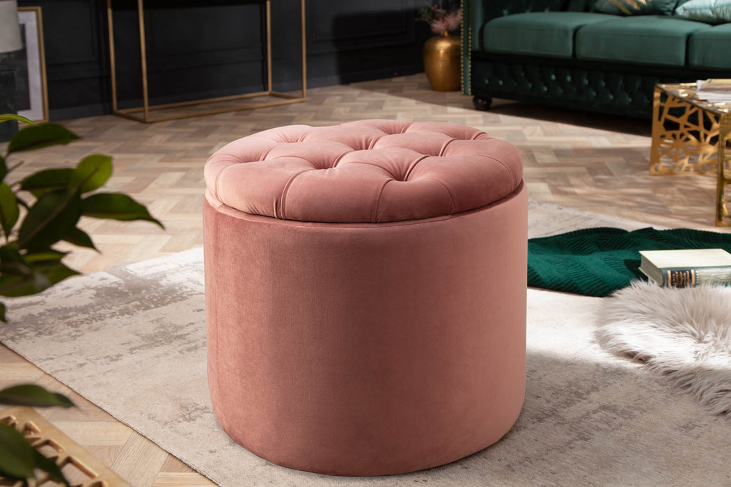 Hocker Barock Storage 50cm Samt altrosa