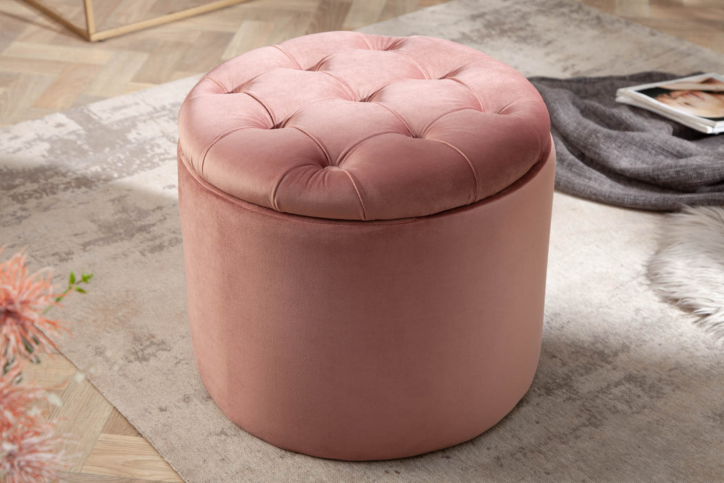 Hocker Barock Storage 50cm Samt altrosa