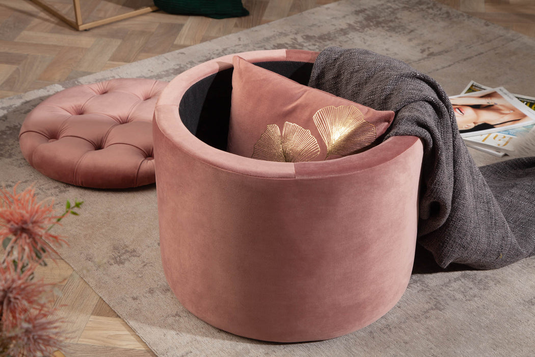 Hocker Barock Storage 50cm Samt altrosa