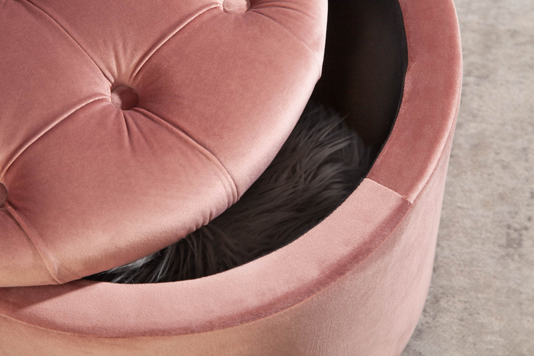 Hocker Barock Storage 50cm Samt altrosa
