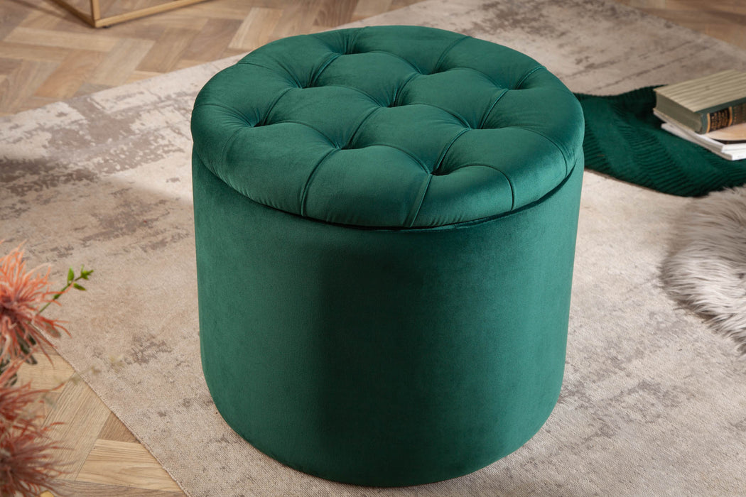 Hocker Barock Storage 50cm Samt dunkelgrün