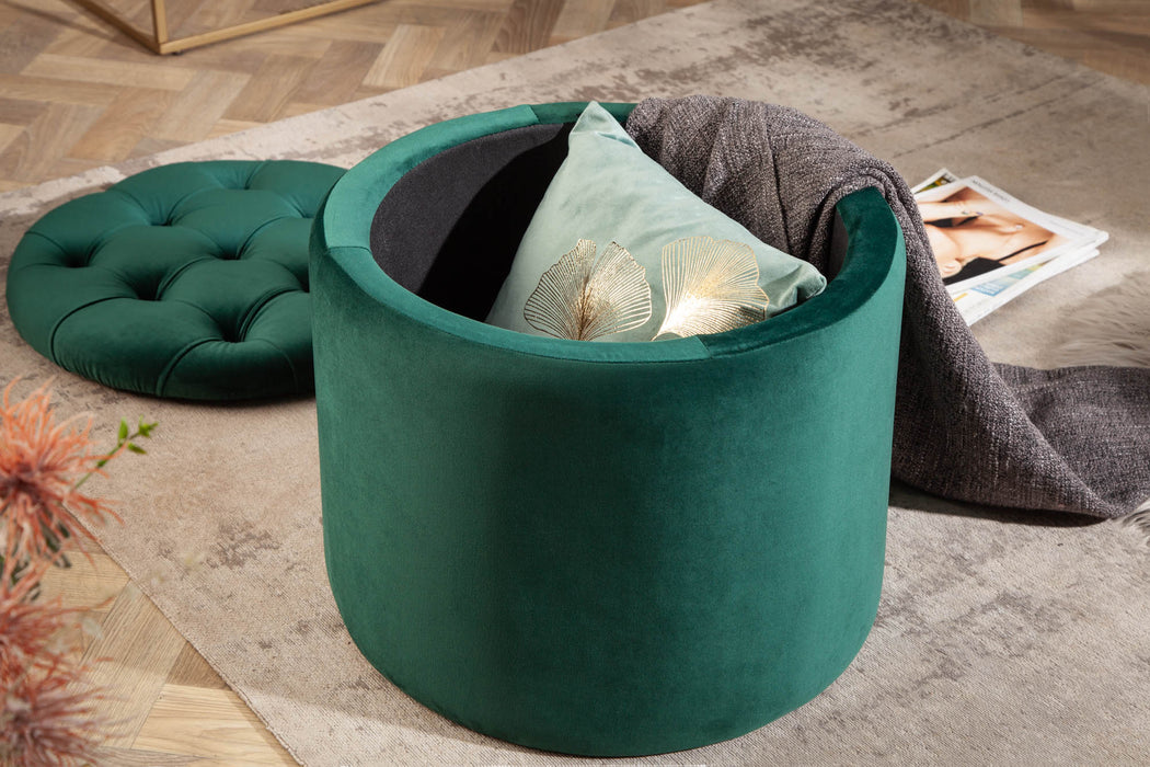 Hocker Barock Storage 50cm Samt dunkelgrün