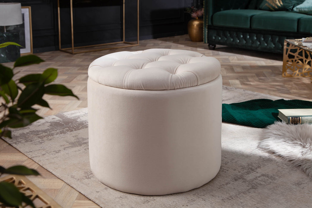 Hocker Barock Storage 50cm Samt beige