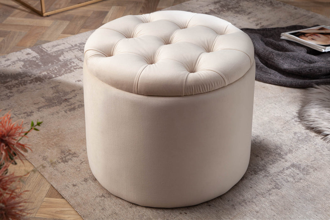 Hocker Barock Storage 50cm Samt beige