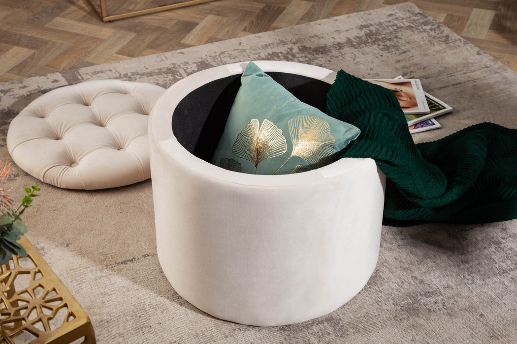 Hocker Barock Storage 50cm Samt beige