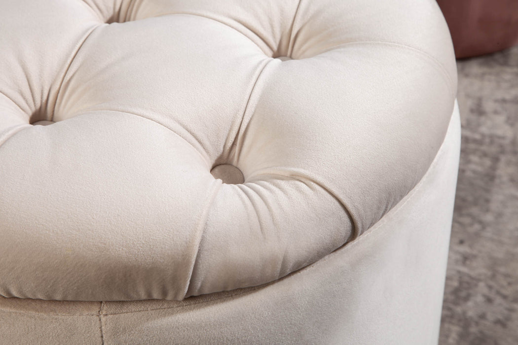 Hocker Barock Storage 50cm Samt beige