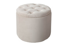 Hocker Barock Storage 50cm Samt beige mit Stauraum