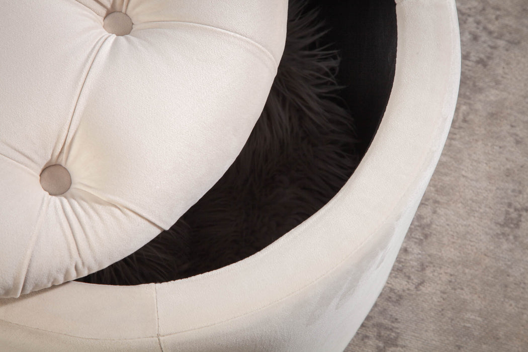 Hocker Barock Storage 50cm Samt beige