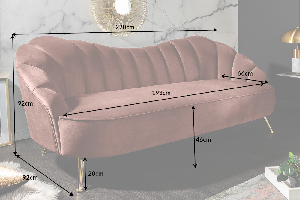 Sofa Serena 220cm Samt altrosa