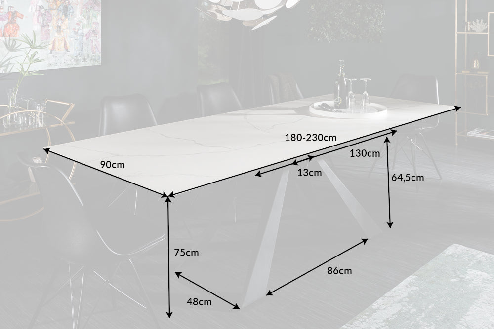 Esstisch Unity 180-230cm Keramik Marmor-Optik
