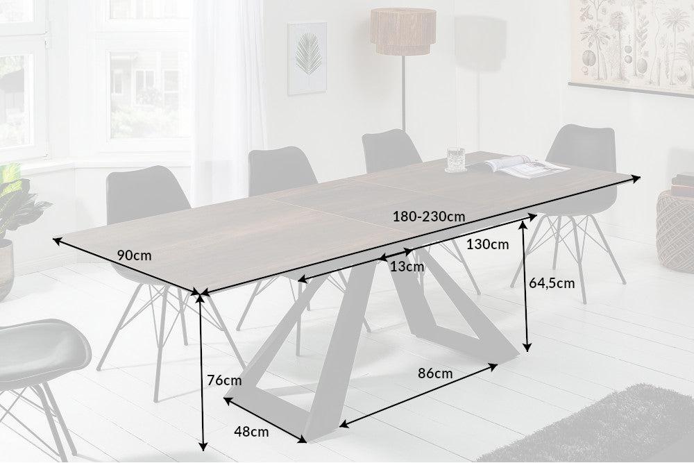Esstisch Unity 180-230cm Keramik Eiche-Optik
