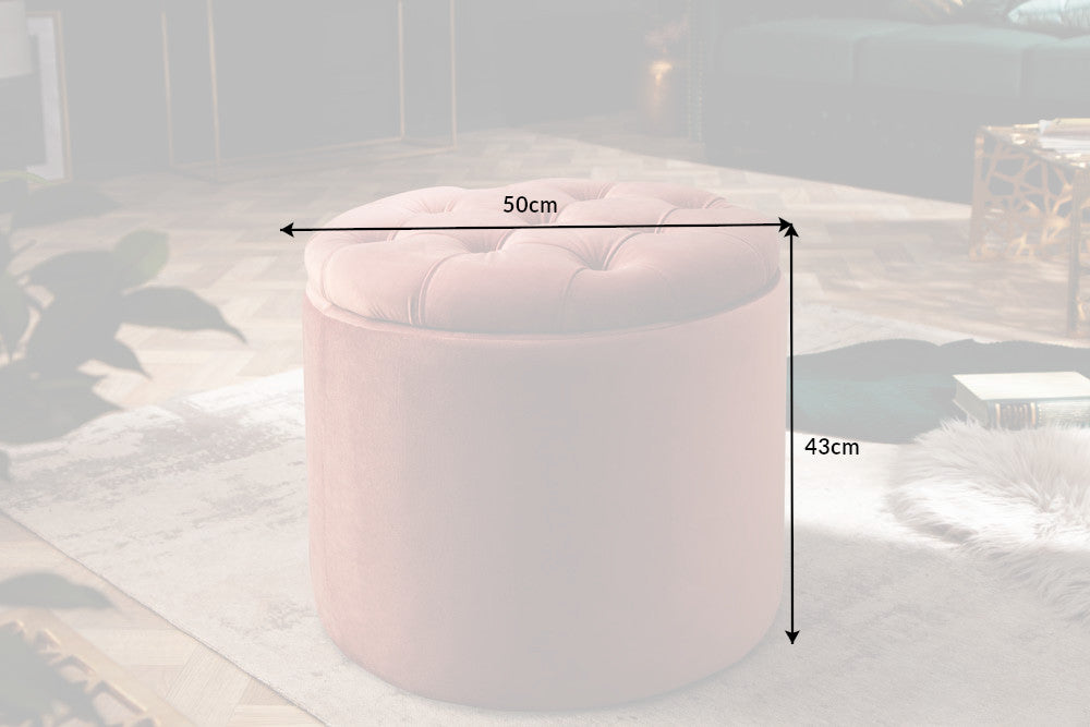 Hocker Barock Storage 50cm Samt altrosa