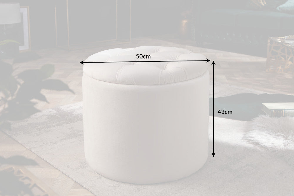 Hocker Barock Storage 50cm Samt beige