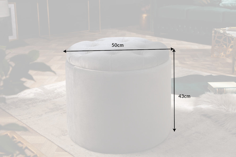 Hocker Barock Storage 50cm Samt silber