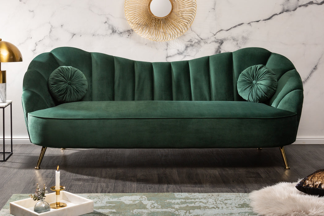 Sofa Serena 220cm Samt Flaschengrün