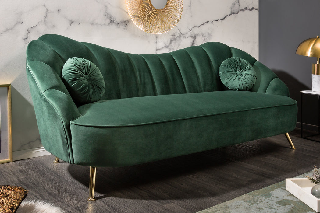 Sofa Serena 220cm Samt Flaschengrün