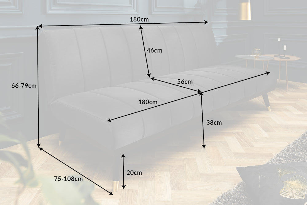 Schlafsofa Petite Charm 180cm Samt Grau