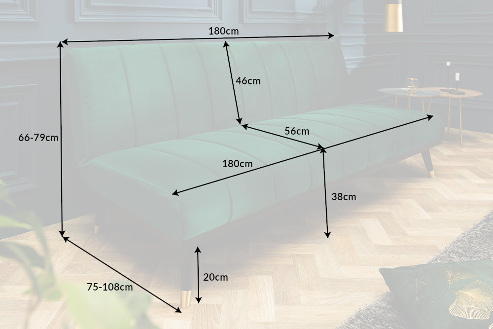 Schlafsofa Petite Charm 180cm Samt Smaragdgrün