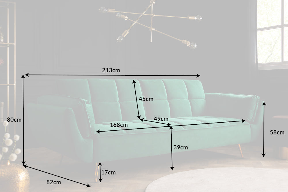 Schlafsofa Miami 215cm smaragdgrün Samt