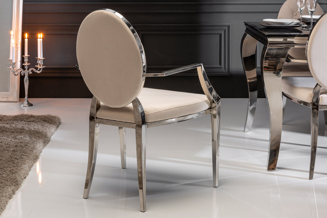 Stuhl Barock beige Samt Armlehne