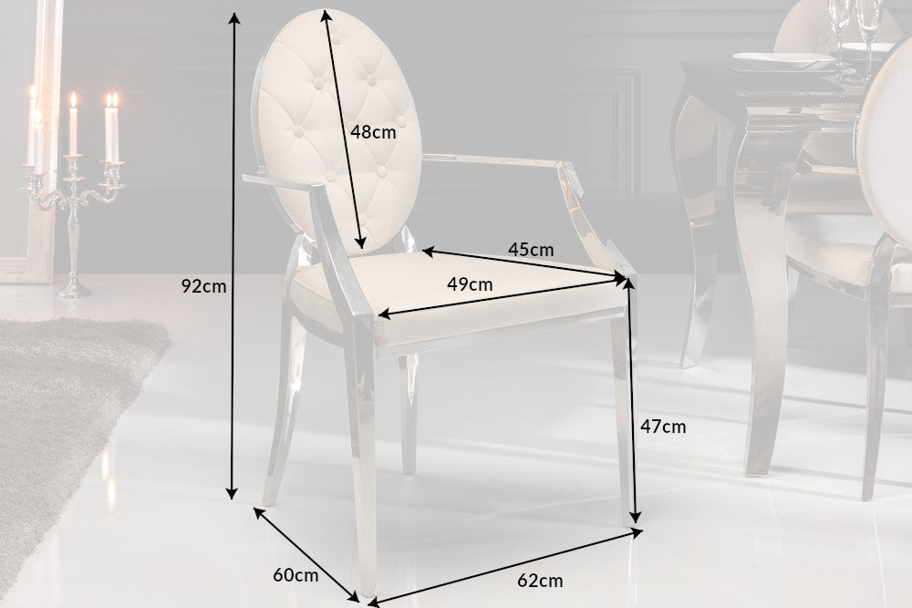 Stuhl Barock beige Samt Armlehne