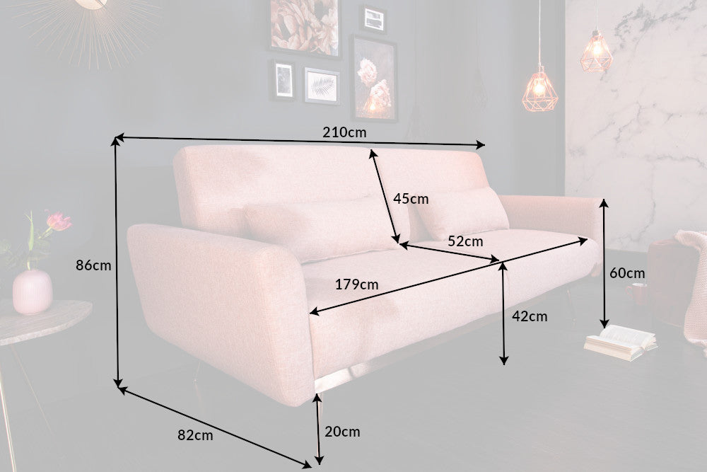 Schlafsofa Eleganza 210cm altrosa Struktur