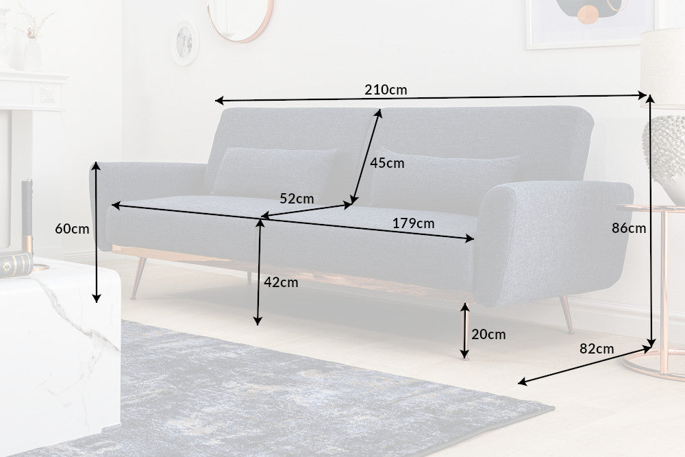Schlafsofa Eleganza 210cm blau Struktur