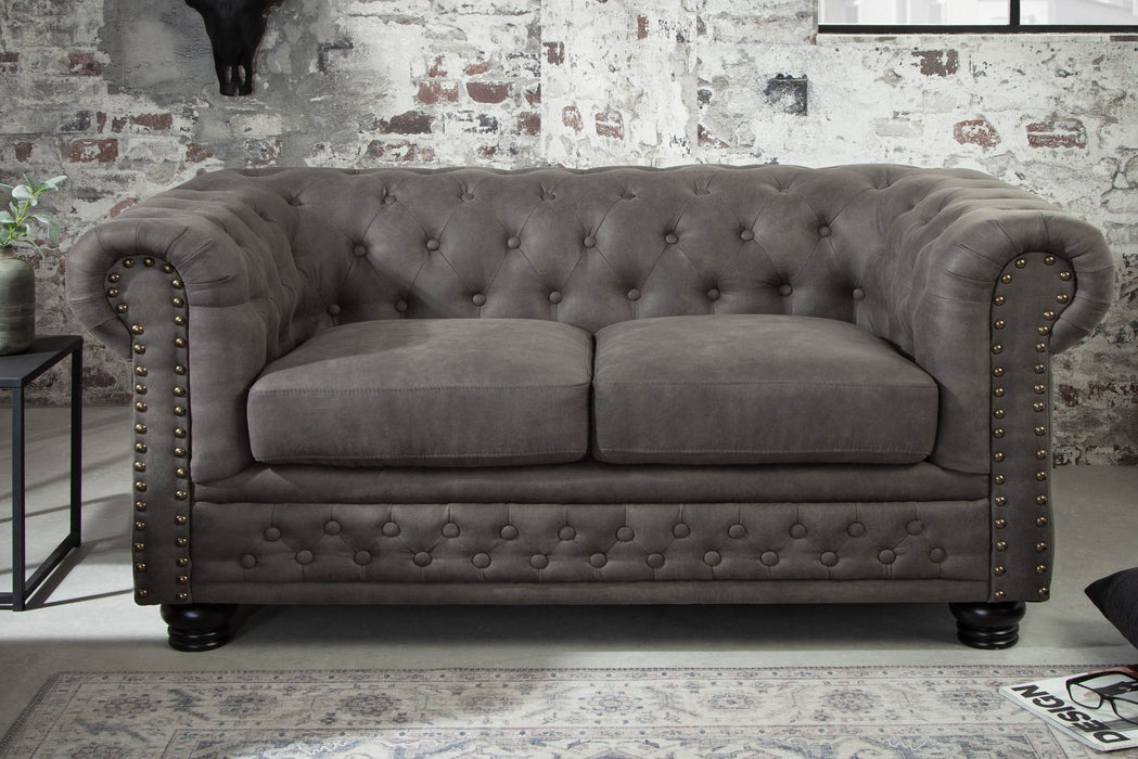 Sofa Chesterfield II 2er 150cm Vintage Grau Taupe