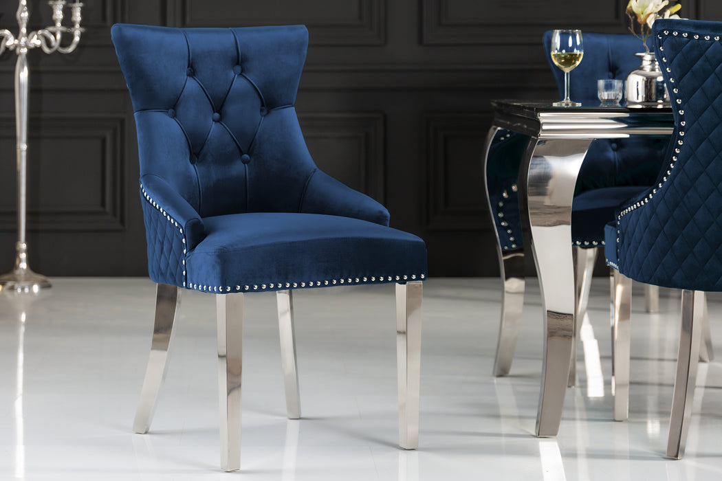 Stuhl Fortress Deluxe royalblau Samt Löwenkopf