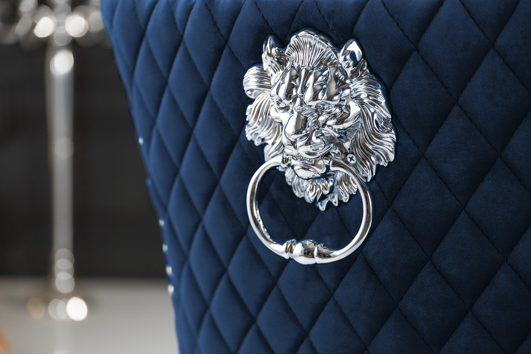 Stuhl Fortress Deluxe royalblau Samt Löwenkopf