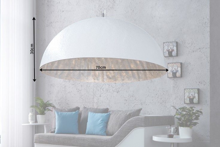 Hängeleuchte Glanz - weiss silber 70cm