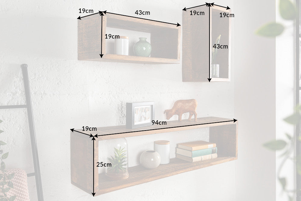 Wandregal Fitzgerald 3er Set Mango braun