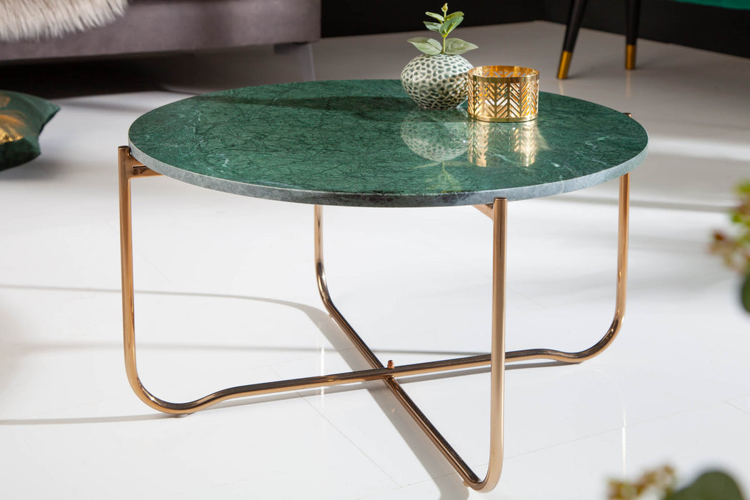 Couchtisch Rega 62cm Marmor grün gold
