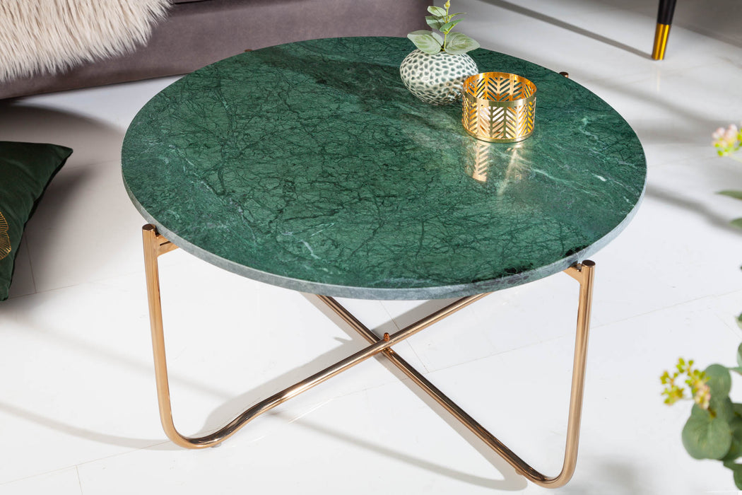 Couchtisch Rega 62cm Marmor grün gold