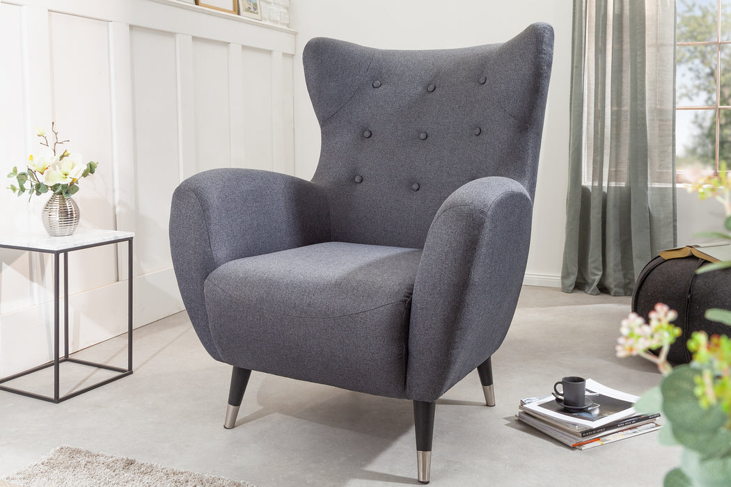 Sessel Duke grau silberne Kappen