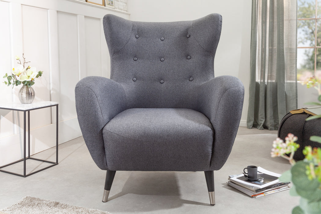Sessel Duke grau silberne Kappen