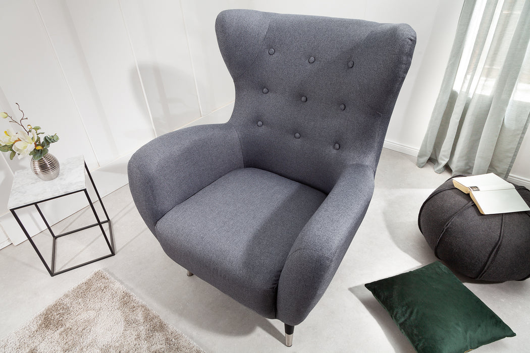Sessel Duke grau silberne Kappen