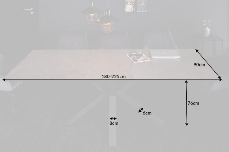 Esstisch Infinity 180-225cm Keramik Beton-Optik