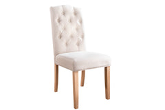 Stuhl Fortress beige Strukturstoff Chesterfield Massivholzbeine