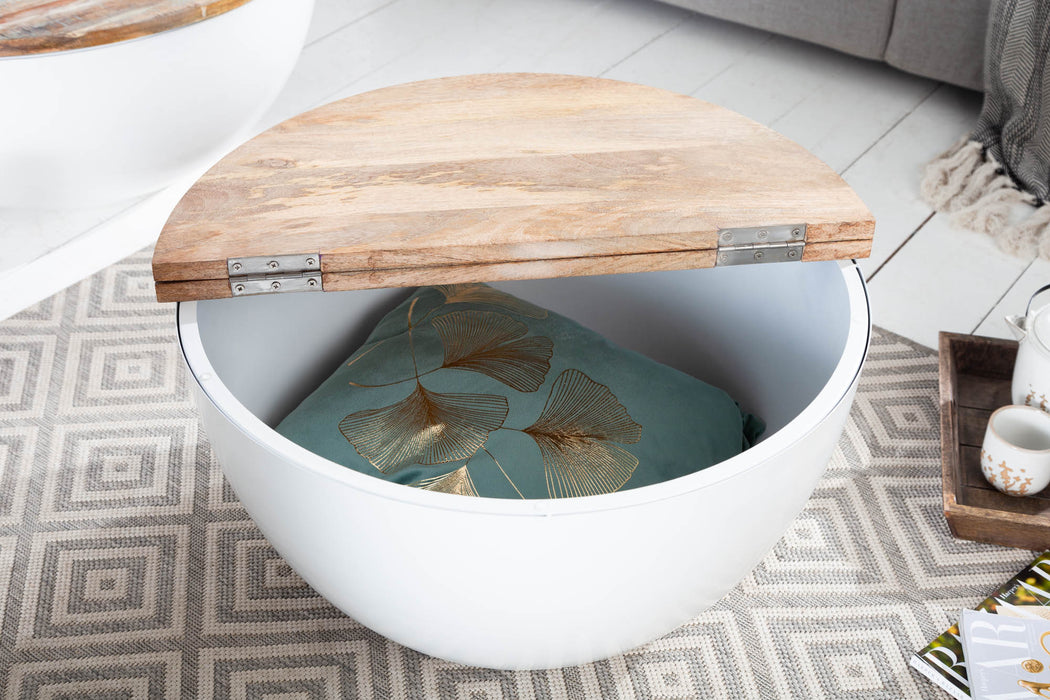 Couchtisch Industry Storage 60cm weiss Mango