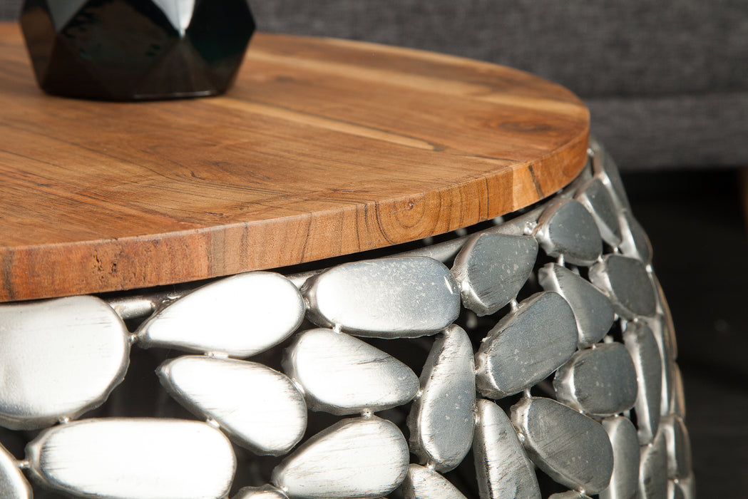 Couchtisch Rock Mosaic 2er Set silber Mango