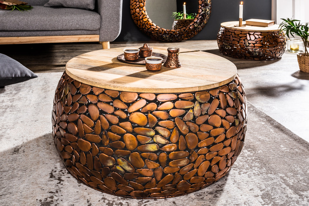 Couchtisch Rock Mosaic 2er Set kupfer Mango