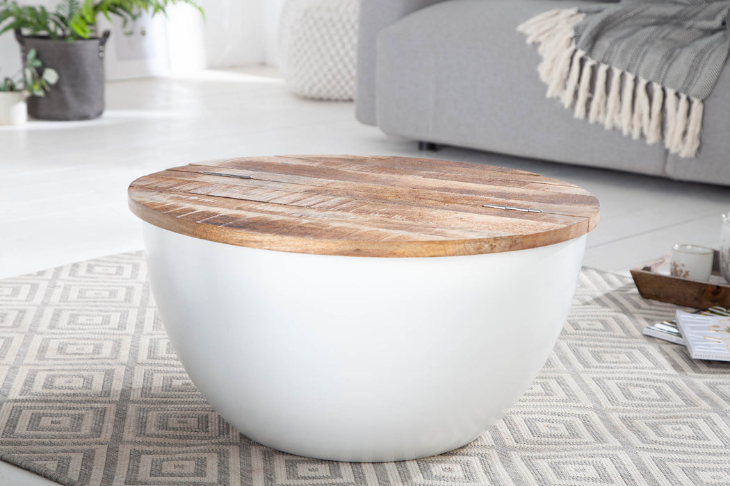 Couchtisch Industry Storage 60cm weiss Mango