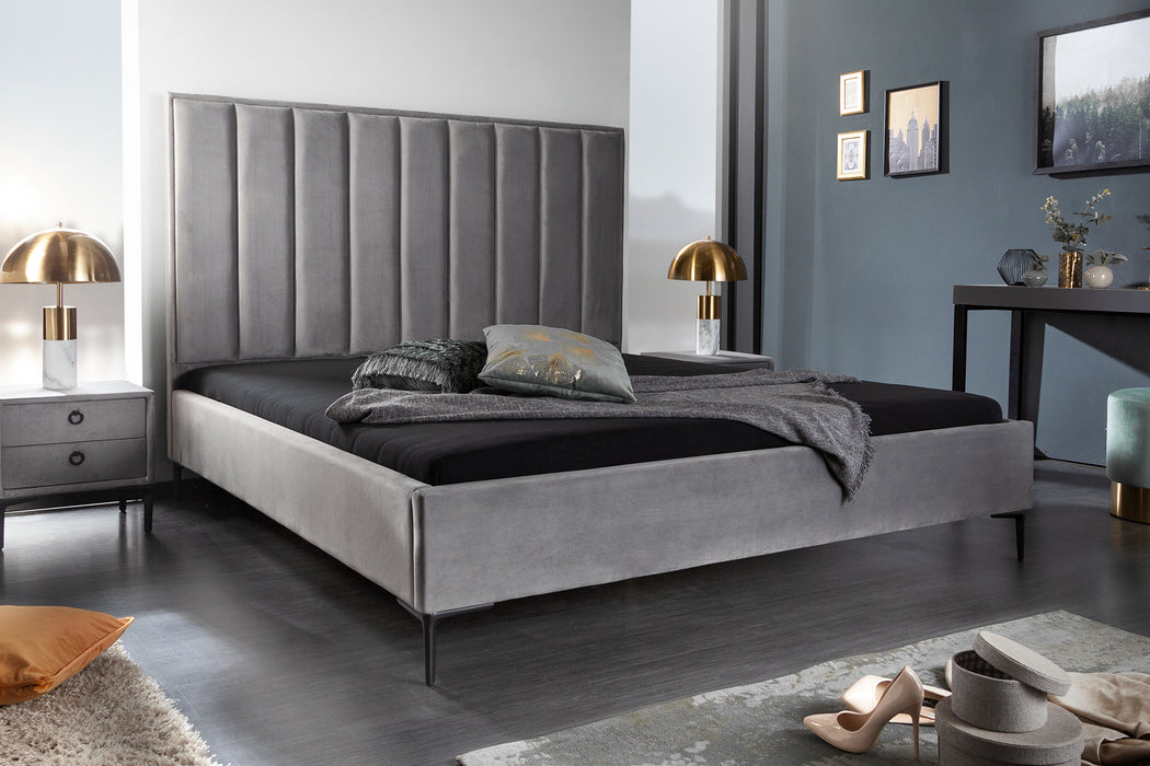 Bett Urbane 180x200cm Samt silbergrau