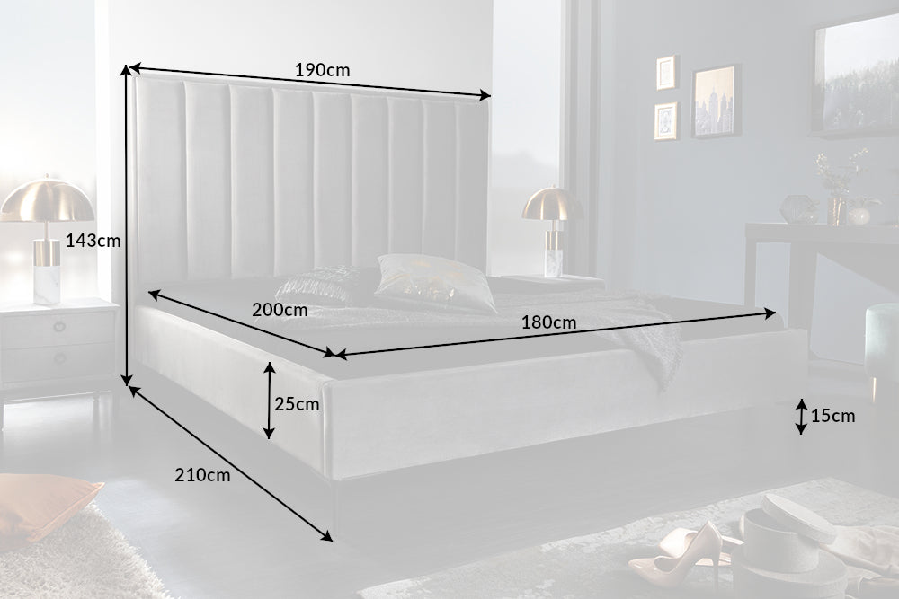 Bett Urbane 180x200cm Samt silbergrau