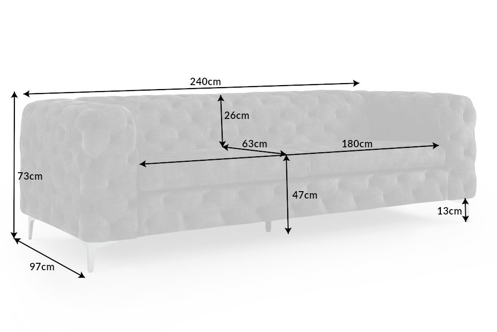 Sofa Barock 240cm Dunkelgrau Samt