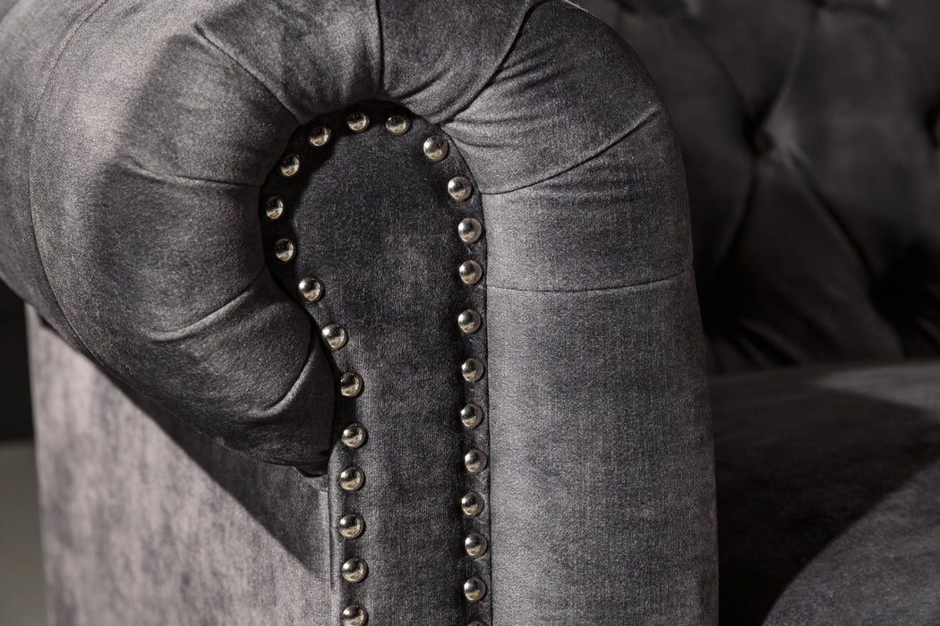 Sofa Chesterfield 3er Grau Samt