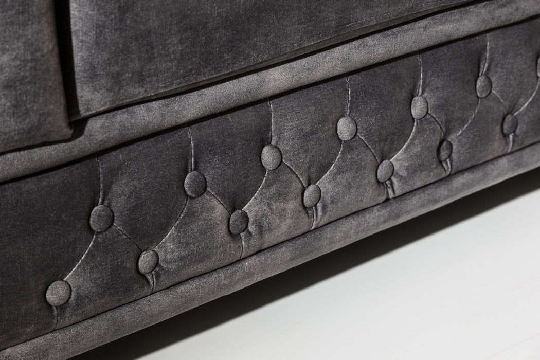 Sofa Chesterfield 3er Grau Samt