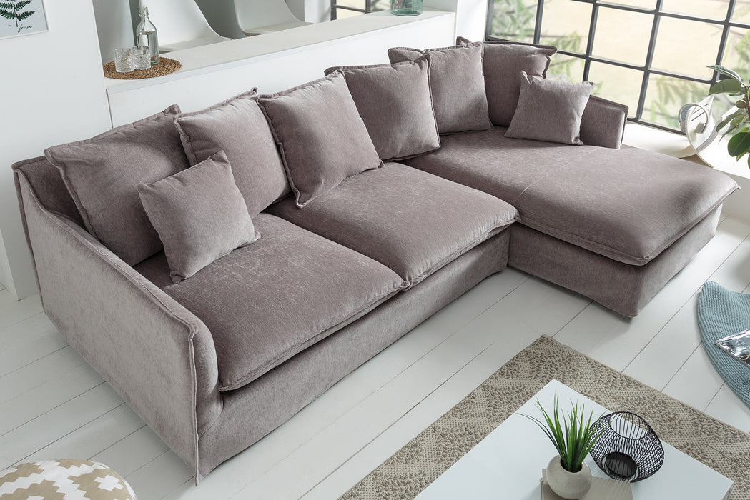 Eck-Sofa Clouds 255cm Samt taupe